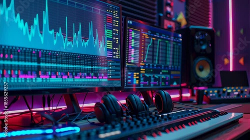 Modern electronic music production studio setup