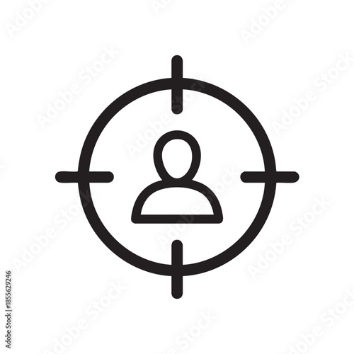 Target crosshair with person silhouette icon isolated design