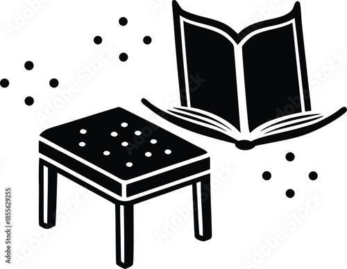 Inclusive library space with braille-only books, quiet reading corner for accessibility, education, tactile learning, and support for visually impaired readers