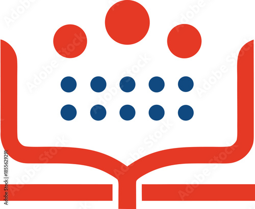 Inclusive reading concept with braille symbol, accessible education illustration, tactile literacy icon, support for visually impaired, inclusive learning representation, adaptive education design