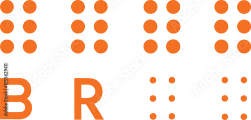 Neatly arranged braille alphabet chart in minimal style on white background, accessible typography design for education, literacy, learning, and inclusion, clean vector infographic for modern use.