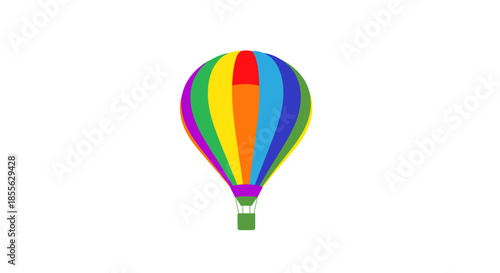 Vibrant Rainbow Hot Air Balloon Floating Gracefully in a Clear Sky, Symbolizing Adventure and Freedom