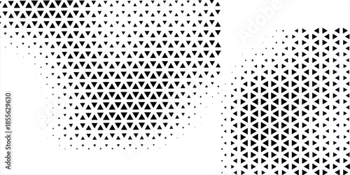 Triangular Halftone Texture Retro wave Vector Geometric Technology Abstract Background. Half Tone Triangles Retro Colored Pattern. Minimal 80s Style Dynamic Tech Structure Wallpaper