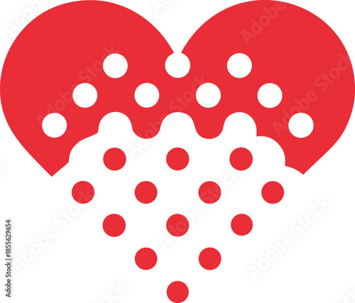 Raised Braille Dots Forming Simple Heart Symbol for Accessibility, Inclusion and Love Concept, Tactile Typography Design, Minimalist Awareness Illustration on Clean Background