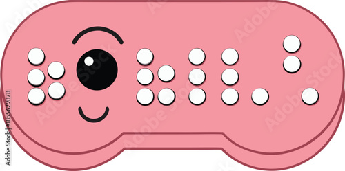 Single braille word centered on plain white surface representing accessibility, inclusive communication, tactile reading system, minimal educational concept, disability awareness, clean typography 