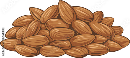 Natural Almond Nut Pile Vector Illustration for Healthy Snack Packaging and Organic Food Branding Designs