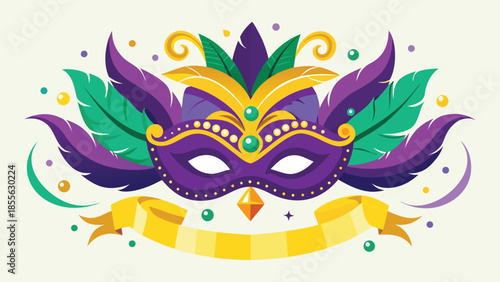 Festive Mardi Gras mask clipart with intricate designs, capturing the essence of the annual celebration..eps