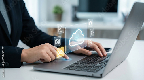 Photos Big data and analytics visualization technology with Database storage cloud tech