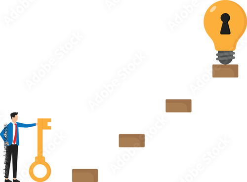 Secret key to achieve goals, unlock new opportunities and creative ideas for great success,innovations for business success
