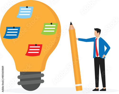  Creative thinking and brainstorming to achieve goals, big idea for solving business problems, searching for new opportunities and direction
