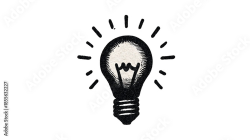 Black and white light bulb icon Isolated on transparent background.