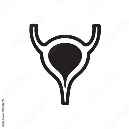 Abstract minimalist icon of a uterus with fallopian tubes