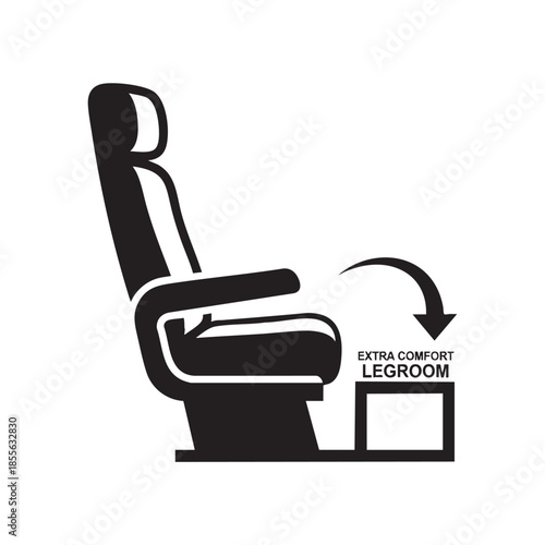 Airplane seat with extra legroom comfort illustration isolated