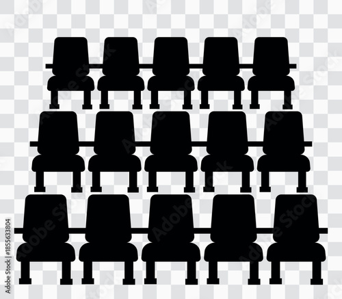 Audience Seating Chairs Icon Set – Auditorium, Conference, and Event Seating