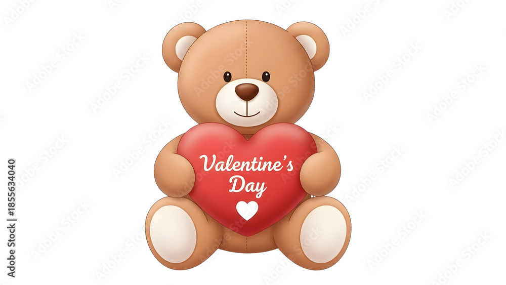 Obraz premium Teddy bear holding valentine s day heart isolated on transparent background
