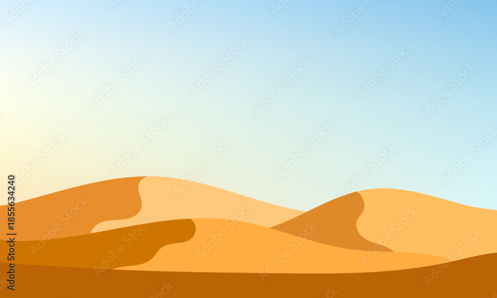 Fototapeta premium flat desert dunes illustration forming warm abstract background suitable for banner layouts