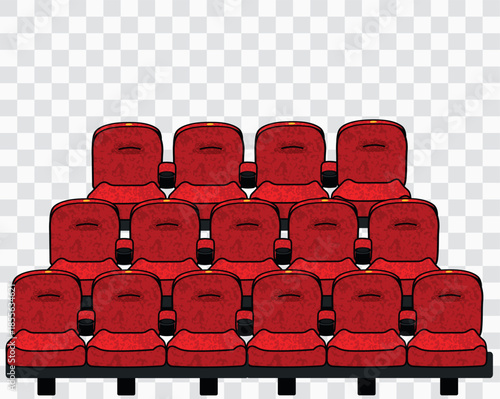 Cinema and Theater Seating Illustration – Auditorium Chairs and Audience Rows