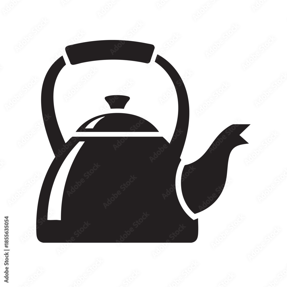Obraz premium Classic stovetop whistling teakettle with curved spout isolated illustration