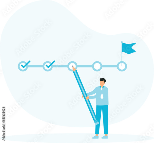 Strategic planning and workflow or project progress, business strategy steps tracking, brainstorming or competitor analysis concept
