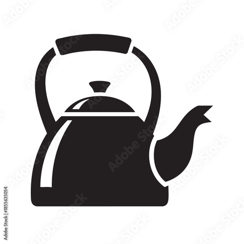 Classic stovetop whistling teakettle with curved spout isolated illustration