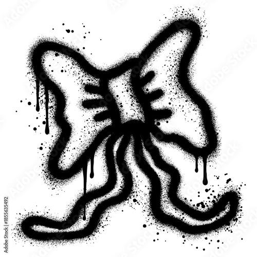 Bow tie graffiti with black spray paint. vector illustration.