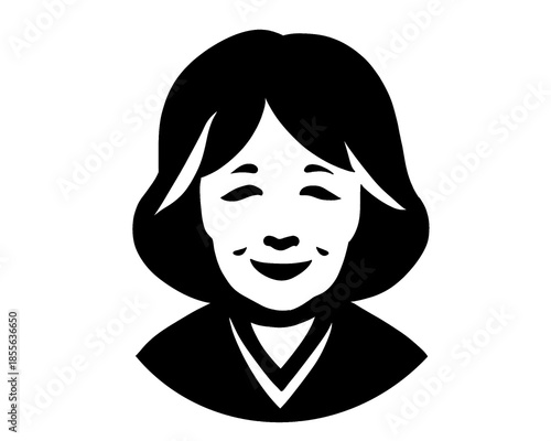 grandma face icon, black and white logo 1
