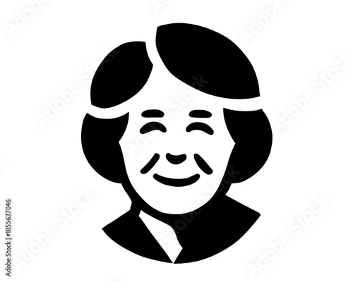 grandma face icon, black and white logo 2
