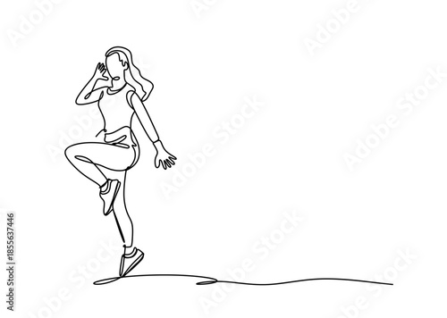 Single line drawing of a woman doing exercise Continuous line drawing,fitness, pilates, athletics, strength, athletic, asana, athlete, woman, man, gym, stretching, sexy body workout.