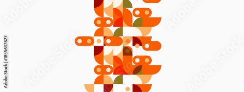 Abstract geometric shapes, orange, yellow, green hues. Minimalist design, clean lines, modern aesthetic. Pattern repeats vertically.