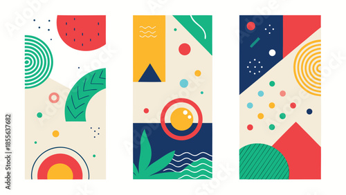 Abstract watercolor seamless patterns featuring vibrant colors and fluid shapes, creating a visually dynamic design..eps