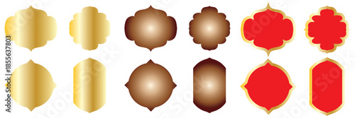 Ramadan badges icon. Collection of elegant Islamic ornamental frames on  background, suitable for Ramadan greetings, invitations, and festive branding designs.
