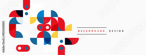 Abstract geometric shapes, vibrant colors, modern design. Minimalist composition, clean lines, suitable background element.