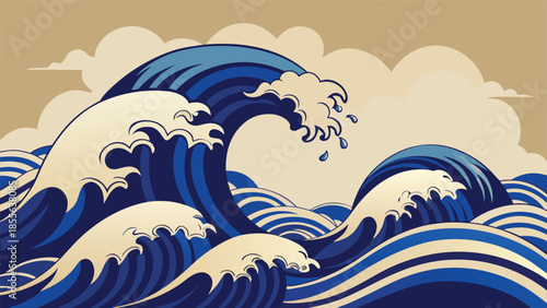 blue and white watercolor paintings, each with unique designs and gentle, blended hues..eps