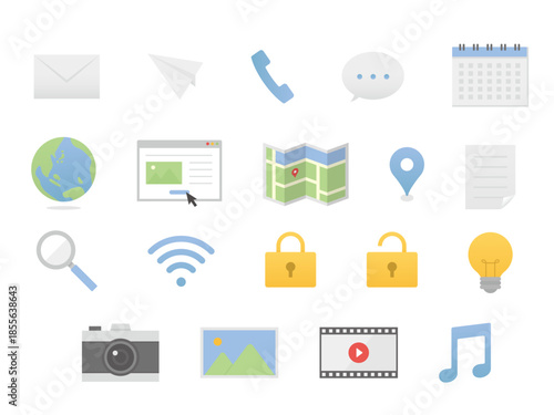 SVG Communication and Web Service Icons for UI and App Design