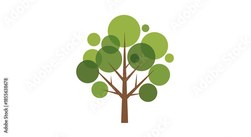 Stylized tree with green circular leaves, representing growth, nature, and eco-friendly concepts for branding and design