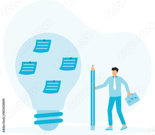  Creative thinking and brainstorming to achieve goals, big idea for solving business problems, searching for new opportunities and direction
