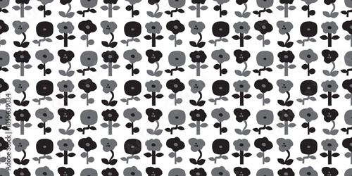 Floral illustration background. Seamless pattern.Vector. 花のイラストパターン