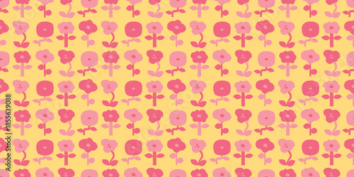 Floral illustration background. Seamless pattern.Vector. 花のイラストパターン