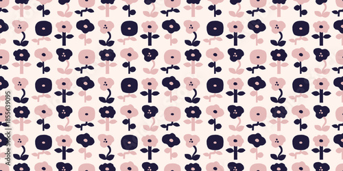 Floral illustration background. Seamless pattern.Vector. 花のイラストパターン