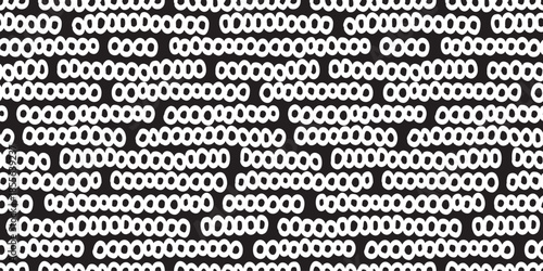 Hand-drawn Circle Line Seamless Pattern.手描き風円形ラインのシームレスパターン