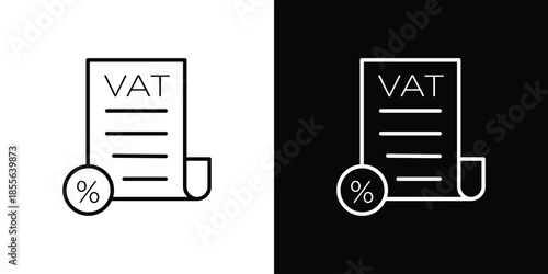 Value added tax VAT icon. Black illustration isolated for graphic and web design.
