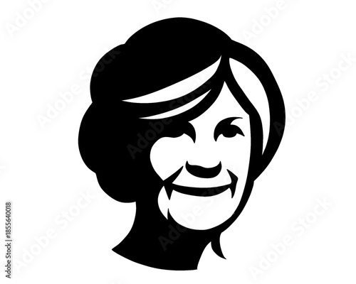 grandmother face icon, silhouette style logo 3
