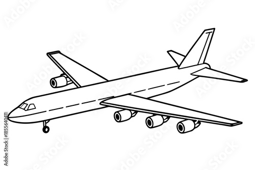 Illustrated jet airliner in flight