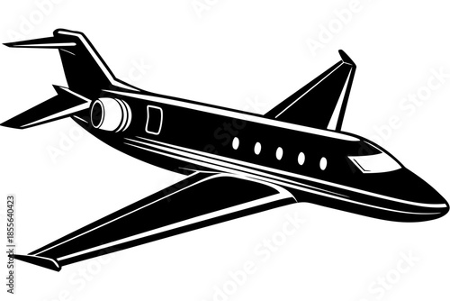 Modern private jet in flight