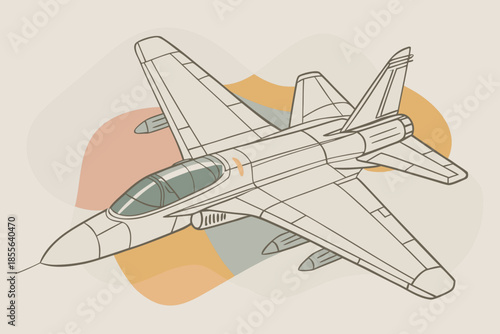Illustrated jet fighter in flight