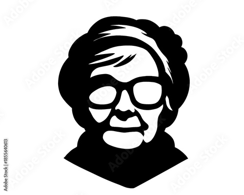 grandmother face icon, silhouette style logo 4
