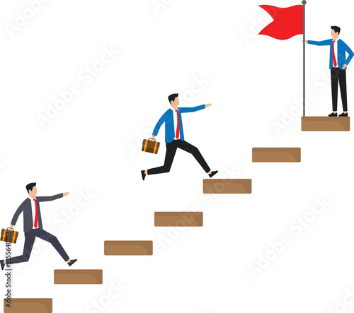 Step to grow business for success, progress and improvement to development achieve goal, growth journey and career path concept


