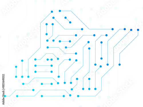 Abstract electronic circuit board with connected lines and nodes. Central Computer Processors CPU Concept. Motherboard Digital Chip.