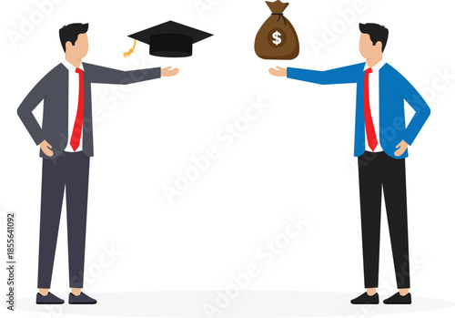 education cost and tuition or scholarship, money for university or graduation, school expense or student debt and college diploma concept
