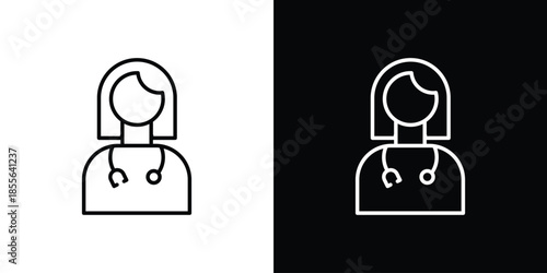 Woman Doctor icon. Black illustration isolated for graphic and web design.